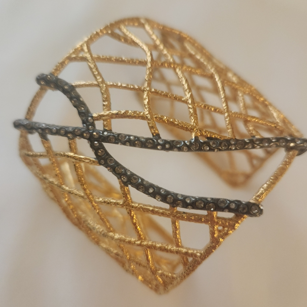 Alexis Bittar Gold and Black Lattice Bracelet